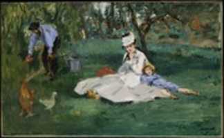 Faça o download gratuito da foto ou imagem gratuita da família Monet em seu jardim em Argenteuil para ser editada com o editor de imagens on-line do GIMP