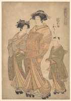 Free download The Oiran Wakoku of Echizen-ya attended by a Shinzo and a Kamuro free photo or picture to be edited with GIMP online image editor