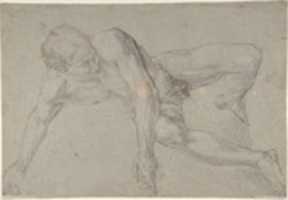 Free download The Rape of Helena; verso: Study of a Kneeling Nude Male Figure free photo or picture to be edited with GIMP online image editor