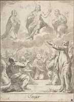 Free download The Risen Christ between the Virgin and St. Joseph, Appearing to St. Peter and other Apostles free photo or picture to be edited with GIMP online image editor