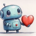 The robot and the heart  screen for extension Chrome web store in OffiDocs Chromium
