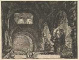 Free download The so-called Villa of Maecenas at Tivoli. Interior with two figures in the opening of an arch above. (Veduta interna della Villa di Mecenate) free photo or picture to be edited with GIMP online image editor