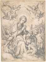 Free download The Virgin and Child Surrounded by Little Angels in the Clouds free photo or picture to be edited with GIMP online image editor