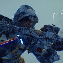 The Warrior in the Blizzard Death Stranding  screen for extension Chrome web store in OffiDocs Chromium