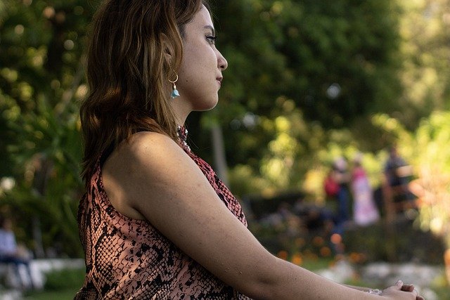 Free download thinking woman lady looking aside free picture to be edited with GIMP free online image editor