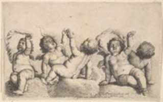 Free download Three Cherubs and Two Boys on Clouds free photo or picture to be edited with GIMP online image editor