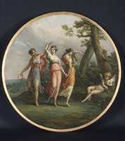 Free download Three dancing nymphs and a reclining cupid in a landscape free photo or picture to be edited with GIMP online image editor