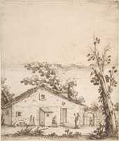 Free download Three Figures by a Rustic Dwelling. free photo or picture to be edited with GIMP online image editor