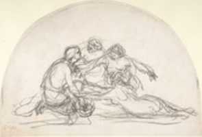 Free download Three Nymphs and a Youth: study for a decorative lunette free photo or picture to be edited with GIMP online image editor