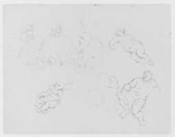 Free download Three Seated Men Conversing; Two Recumbent Children; Back of an Athlete; Seated Male Figure (from Sketchbook) free photo or picture to be edited with GIMP online image editor
