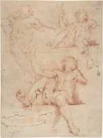 Free download Three Studies of Seated Nude Male with Raised Arm, Seen from Below. free photo or picture to be edited with GIMP online image editor