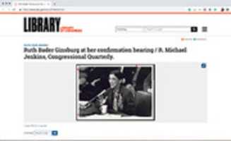 Muat turun percuma Thumbnail Petikan Skrin Ruth Bader Ginsburg pada pendengaran pengesahannya / R. Michael Jenkins, Suku Tahunan Kongres. foto atau gambar percuma untuk diedit dengan editor imej dalam talian GIMP