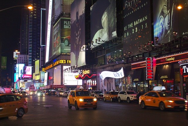 Free download times square taxi street new york free picture to be edited with GIMP free online image editor
