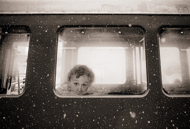 Free download train railroad snowing child free picture to be edited with GIMP free online image editor