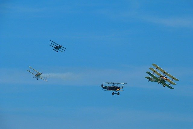 Free download triplane biplane air show flight free picture to be edited with GIMP free online image editor