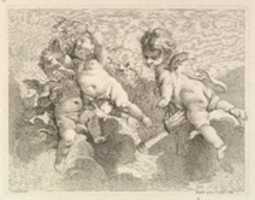 Free download Trois Amours, un tient un carquois, les autres de raisins (Three Loves, One Holding a Quiver, the other, Grapes), from Premier Livre de Groupes dEnfans (First Book of Groups of Children) free photo or picture to be edited with GIMP online image editor