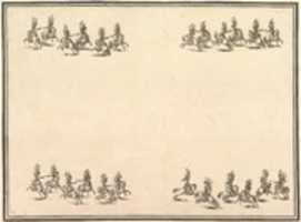 Free download Twenty-Four Riders Dueling with Swords in Four Groups with Two Groups in a Line at the Top and Bottom of the Page, from La gara delle Stagioni free photo or picture to be edited with GIMP online image editor