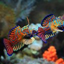 Two colorful mandarin fish are facing each other.  screen for extension Chrome web store in OffiDocs Chromium