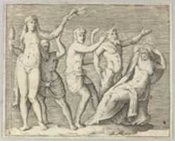 Free download Two Figures, a Faun, and a Satyr approach a Recliniing Woman free photo or picture to be edited with GIMP online image editor