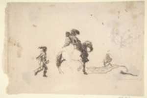 Free download Two Figures on Horseback, a Soldier Walking Behind free photo or picture to be edited with GIMP online image editor