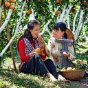 Two girls picking oranges  screen for extension Chrome web store in OffiDocs Chromium