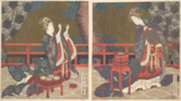 Free download Two Ladies on a Verandah, One with Fan, the Other Threading a Needle free photo or picture to be edited with GIMP online image editor
