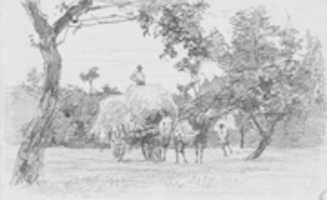 Free download Two Men and a Hayrack Drawn by a Horse (from Scrapbook) free photo or picture to be edited with GIMP online image editor