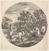 Free download Two Satyrs and a Faun Watching Two Small Satyrs and another Satyr with an Infant on his Shoulders Dance, from Six sujets danimaux free photo or picture to be edited with GIMP online image editor