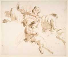 Free download Two Seated Satyrs and a Child Satyr free photo or picture to be edited with GIMP online image editor