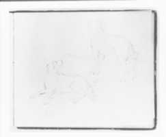 Free download Two Studies of a Dog: Lying Down and Three Quarter Rear View Standing (from Sketchbook) free photo or picture to be edited with GIMP online image editor