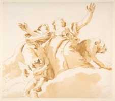 Free download Two Women, a Lion, and a Putto on Clouds free photo or picture to be edited with GIMP online image editor