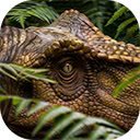 tyrannosaurus and fern bushes in the forest  screen for extension Chrome web store in OffiDocs Chromium