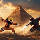Uchiha Itachi vs Naruto: Epic Clash in the Shadows of Giza Live Wallpaper  screen for extension Chrome web store in OffiDocs Chromium