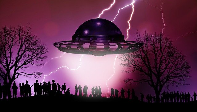 Free download ufo arrival people group crowd free picture to be edited with GIMP free online image editor