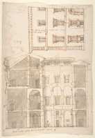 Free download Unidentified Palace, section and half elevation (recto) blank (verso) free photo or picture to be edited with GIMP online image editor