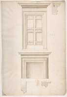 Free download Unidentified, portal, elevation; portal, cornice, profile; fireplace, elevation (recto) blank (verso) free photo or picture to be edited with GIMP online image editor