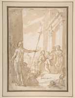 Free download Unidentified subject: Standing Figure Placing a Scapular (?) on a Kneeling Figure free photo or picture to be edited with GIMP online image editor