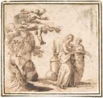 Free picture Unidentified Subject:  Two Falling Figures and Two Standing Women in a Landscape to be edited by GIMP online free image editor by OffiDocs