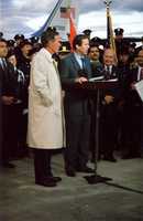 Free picture U.S. President George Herbert Walker Bush and New Jersey Governor Thomas Kean, Newark Airport, September 30, 1992. to be edited by GIMP online free image editor by OffiDocs