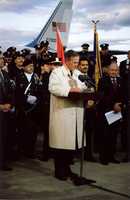 Free download U.S. President George Herbert Walker Bush at Newark Airport, NJ 1992 free photo or picture to be edited with GIMP online image editor