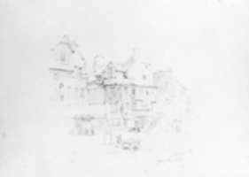 Free download Village Square with Figures, Doune, Scotland (?) (from Cropsey Album) free photo or picture to be edited with GIMP online image editor