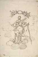 Free download Virgin Standing on Clouds Holding a Scapular in Her Left Hand free photo or picture to be edited with GIMP online image editor