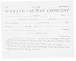 Kostenloser Download des Formulars 832 der Wabash Railway Company, kostenloses Foto oder Bild zur Bearbeitung mit GIMP Online-Bildbearbeitung