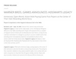 Free download Warner Brothers Interactive Entertainment (WBIE) Hogwarts Legacy Video Game Press Kit - September 2020 free photo or picture to be edited with GIMP online image editor