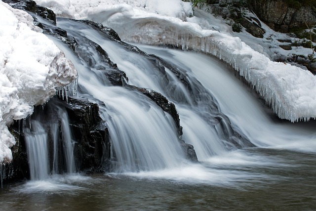 Free download waterfall frozen ice crystals snow free picture to be edited with GIMP free online image editor