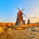 Whimsical Windmills in a Golden Landscape  screen for extension Chrome web store in OffiDocs Chromium