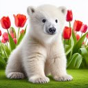 White bear and flowers  screen for extension Chrome web store in OffiDocs Chromium