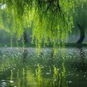 willow branches hanging over the lake Wallpaper  screen for extension Chrome web store in OffiDocs Chromium