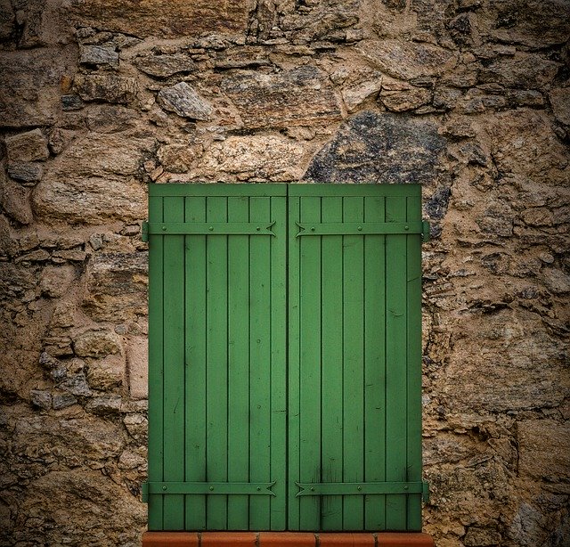 Free download window shutters wall stone wall free picture to be edited with GIMP free online image editor