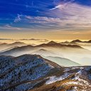 winter landscape with sunset and fog in the Deogyusan Mountains  screen for extension Chrome web store in OffiDocs Chromium